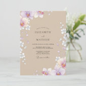 Invitation Mariage Taupe Lilas Orchidée (Debout devant)