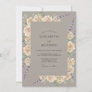 Invitation Mariage Taupe Lilas Rose