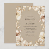 Invitation Mariage Taupe Magnolia (Devant / Derrière)