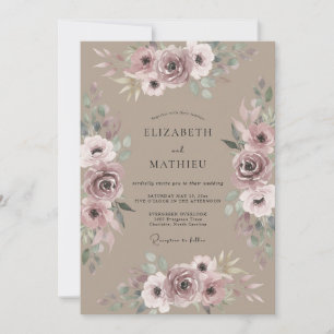 Invitation Mariage Taupe Mauve Rose