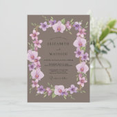Invitation Mariage Taupe Orchidée Violette (Debout devant)