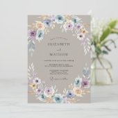 Invitation Mariage Taupe Pervenche Anémone (Debout devant)