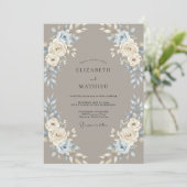 Invitation Mariage Taupe Pervenche Rose (Debout devant)