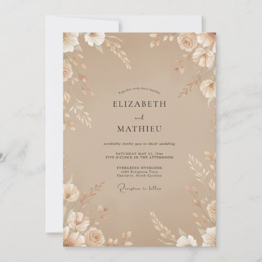 Invitation Mariage Taupe Petal (Devant)