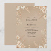 Invitation Mariage Taupe Petal (Devant / Derrière)