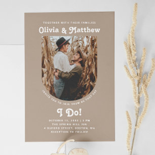 Invitation Mariage Taupe Poussiéreux Photo d'arche Romantiq