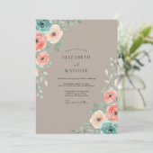 Invitation Mariage Taupe Ranunculus Eucalyptus Abricot (Debout devant)