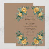 Invitation Mariage Taupe Rose Moutarde (Devant / Derrière)