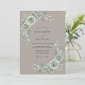 Invitation Mariage Taupe Silver Petal (Debout devant)