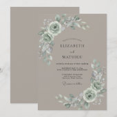 Invitation Mariage Taupe Silver Petal (Devant / Derrière)