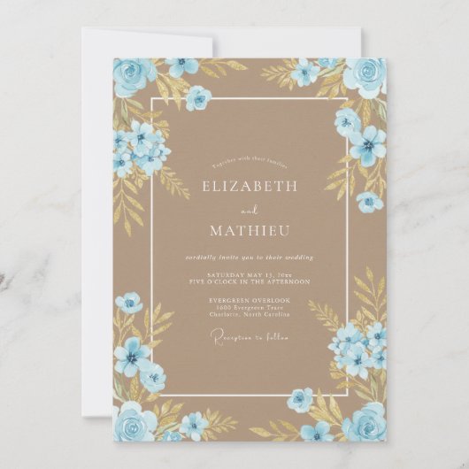 Invitation Mariage Taupe Sky Petal (Devant)