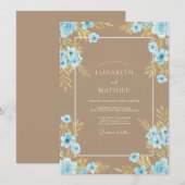 Invitation Mariage Taupe Sky Petal (Devant / Derrière)