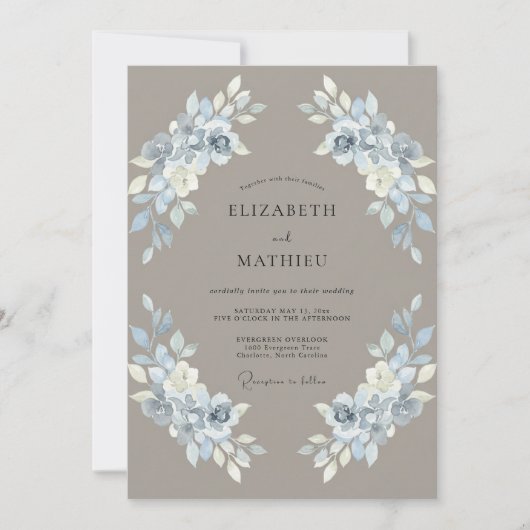 Invitation Mariage Taupe Slate Petal (Devant)