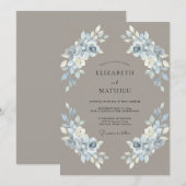 Invitation Mariage Taupe Slate Petal (Devant / Derrière)
