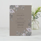 Invitation Mariage Taupe Soft Silver Petal (Debout devant)