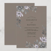 Invitation Mariage Taupe Soft Silver Petal (Devant / Derrière)