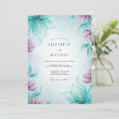 Invitation Mariage Teal Améthyste Petale (Debout devant)