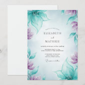 Invitation Mariage Teal Améthyste Petale (Devant / Derrière)