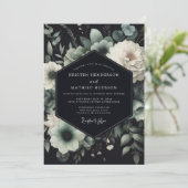 Invitation Mariage Teal Anemone Noir (Debout devant)