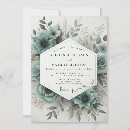 Invitation Mariage Teal Bloom (Devant)