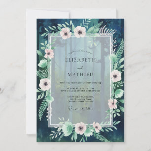Invitation Mariage Teal Blush Anemone