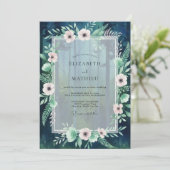 Invitation Mariage Teal Blush Anemone (Debout devant)