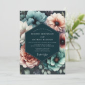 Invitation Mariage Teal Blush Chiaroscuro (Debout devant)