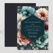 Invitation Mariage Teal Blush Chiaroscuro (Devant / Derrière)