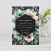 Invitation Mariage Teal Blush Midnight Bloom (Debout devant)