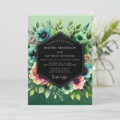 Invitation Mariage Teal Blush Vibrant Flora (Debout devant)