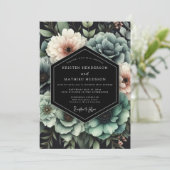 Invitation Mariage Teal Chiaroscuro Bloom (Debout devant)