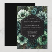 Invitation Mariage Teal Gothique Bloom (Devant / Derrière)