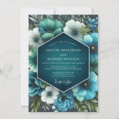 Invitation Mariage Teal Lush Bloom (Devant)