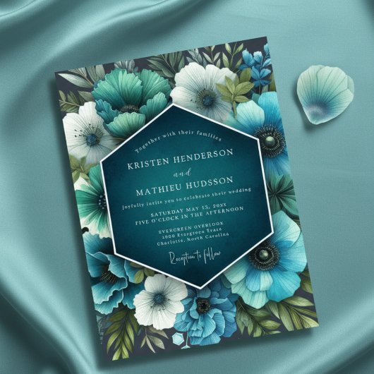 Invitation Mariage Teal Lush Bloom