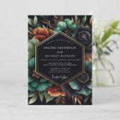 Invitation Mariage Teal Moody Bloom (Debout devant)