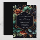 Invitation Mariage Teal Moody Bloom (Devant / Derrière)