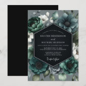 Invitation Mariage Teal Moody Bloom (Devant / Derrière)