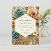 Invitation Mariage Teal Ocbre Récolte (Debout devant)
