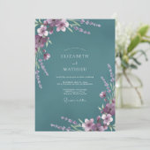Invitation Mariage Teal Violet Wisteria (Debout devant)