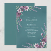 Invitation Mariage Teal Violet Wisteria (Devant / Derrière)