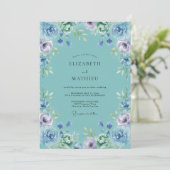 Invitation Mariage Teal Whispering Bloom (Debout devant)