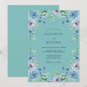 Invitation Mariage Teal Whispering Bloom (Devant / Derrière)