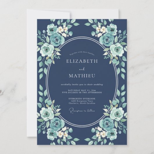 Invitation Mariage Teinte Botanique de Teal (Devant)
