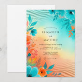 Invitation Mariage Teinté de Soleil sur la Côte de Teinte Tur (Devant / Derrière)