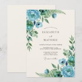 Invitation Mariage Teinte de Vigne Aqua (Devant / Derrière)