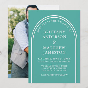 Invitation Mariage Télégant Arc Photo Moderne