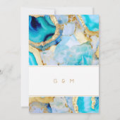 Invitation Mariage Tendance Agate Sarcelle et Or Moderne (Dos)