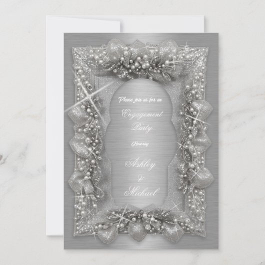 Invitation mariage tendance argent scintille brillance fête d (Devant)