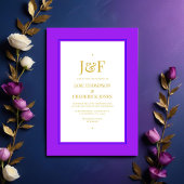 Invitation Mariage tendance bleu, violet, or et noir
