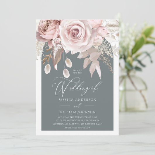 Invitation Mariage tendance Blush & Ivory Boho Arch (Debout devant)